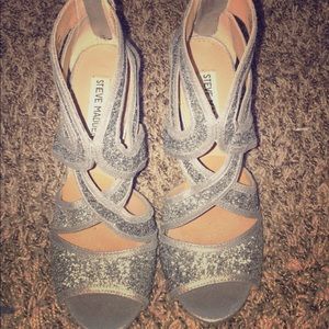 Steven Madden Silver Open Toe Heels